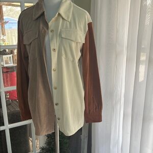 Colorblock Corduroy Button-Up Shirt